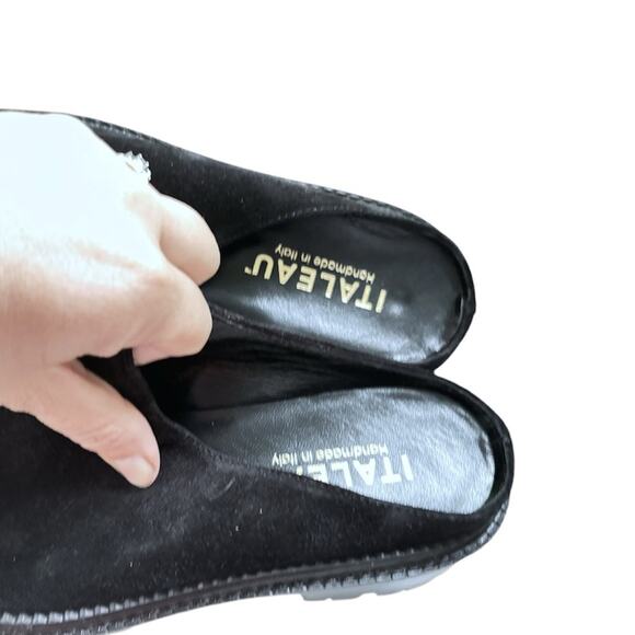 ITALEAU Janet Mules Suede Black Shoes - Picture 5 of 5